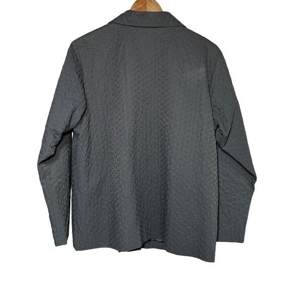 Eileen Fisher Gray Textured Button Down Collar Jacket Career Casual Old Money - Picture 3 of 9